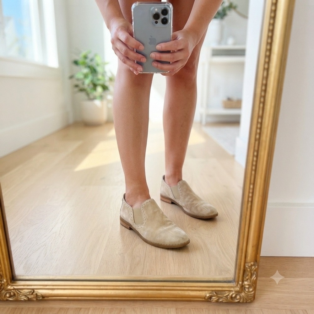 Hush Puppies Mazin Cayto Tan Suede Slip On Loafers Womens 8 Wide HW06323-230